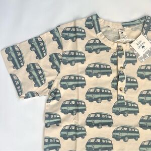 Kate Quinn Beach Van Henley Shirt Men's Small Organic Cotton Coastal Tee